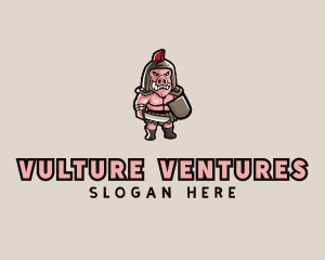 Gladiator Pig Warrior  logo design