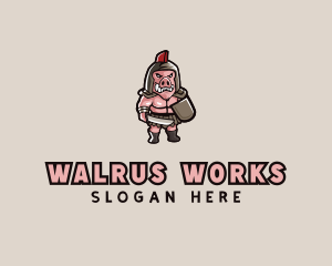 Gladiator Pig Warrior  logo design