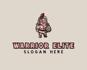 Gladiator Pig Warrior  logo design