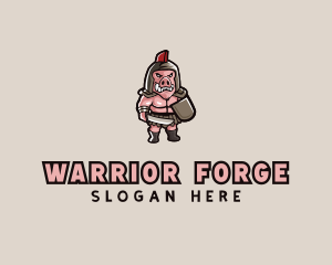 Gladiator Pig Warrior  logo design