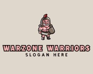 Gladiator Pig Warrior  logo design