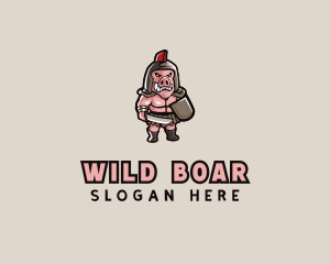 Gladiator Pig Warrior  logo design