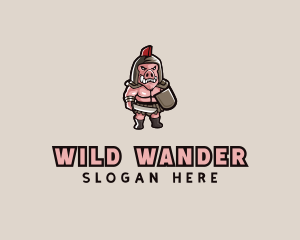 Gladiator Pig Warrior  logo design