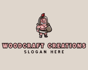 Gladiator Pig Warrior  logo design