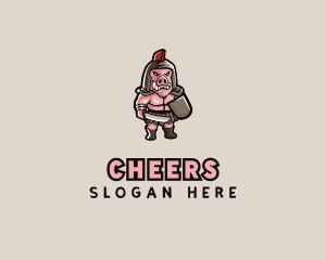 Gladiator Pig Warrior  logo design