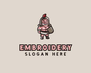 Gladiator Pig Warrior  logo design