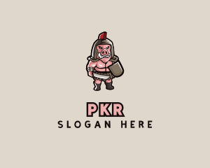 Gladiator Pig Warrior  logo design