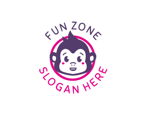 Playtime - Cute Baby Monkey logo design