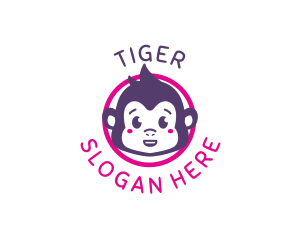 Petting Zoo - Cute Baby Monkey logo design