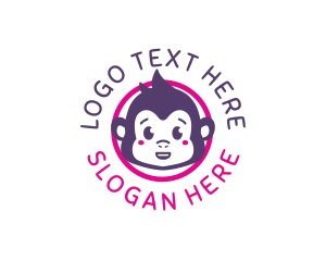 Playtime - Cute Baby Monkey logo design