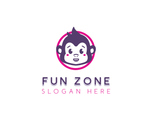 Playtime - Cute Baby Monkey logo design