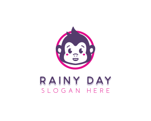 Cute Baby Monkey logo design