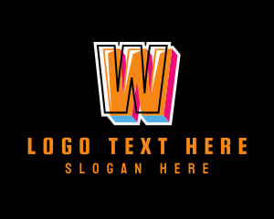 Colorful Funky Letter W  logo design