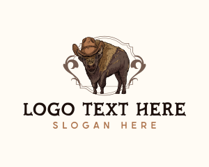 Hat - Wyoming Animal Bison logo design