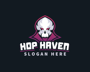 Grim Reaper Gaming Skull Avatar logo design