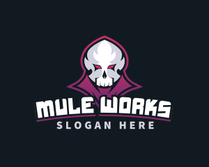 Grim Reaper Gaming Skull Avatar logo design