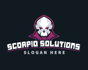 Grim Reaper Gaming Skull Avatar logo design