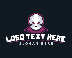 Skater - Grim Reaper Gaming Skull Avatar logo design