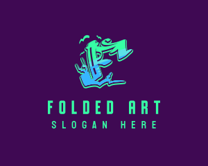 Neon Graffiti Art Letter F logo design