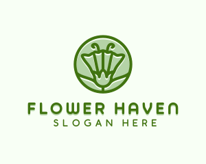 Green Flower Circle logo design