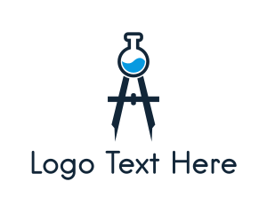 Test Tube - Laboratory Flask Compass logo design