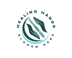 Medical Hand Scalpel logo design