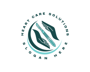 Medical Hand Scalpel logo design