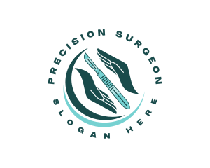 Surgeon - Medical Hand Scalpel logo design