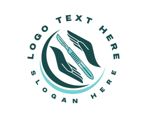 Surgeon - Medical Hand Scalpel logo design