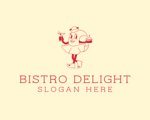 Retro Burger Waitress logo design