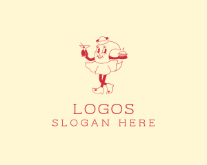 Cocktail - Retro Burger Waitress logo design