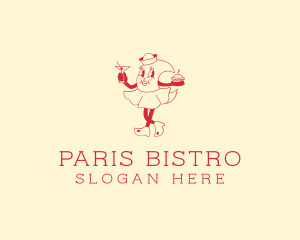 Retro Burger Waitress logo design