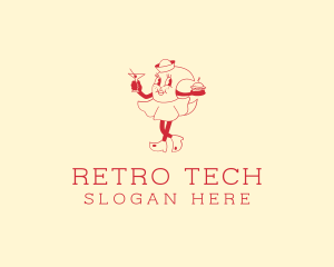 Retro Burger Waitress logo design