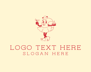 Retro Burger Waitress logo design