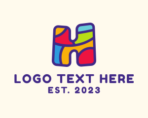 Learning - Cute Puzzle Letter H logo design