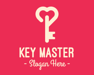 Unlock - Pink Heart Key logo design