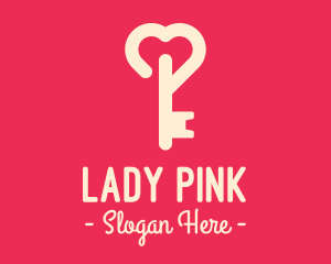 Pink Heart Key logo design