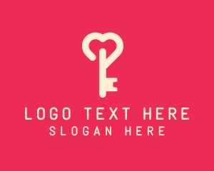 Unlock - Pink Heart Key logo design