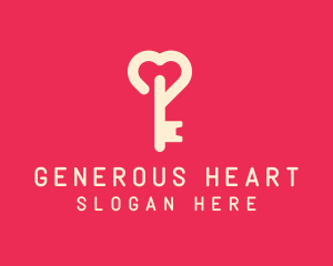 Pink Heart Key logo design