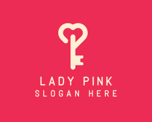 Pink Heart Key logo design