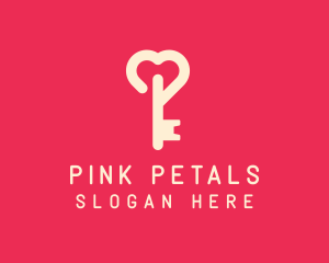 Pink Heart Key logo design