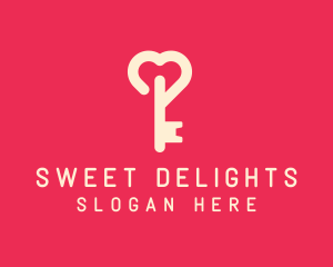 Pink Heart Key logo design