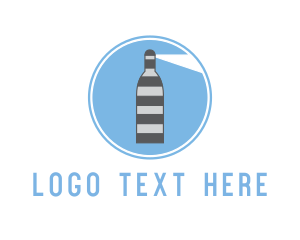 Bottle - Striped Bottle Lighthouse logo design