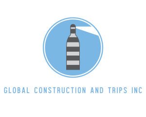 Lamp - Striped Bottle Lighthouse logo design