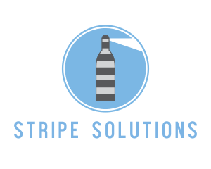 Striped Bottle Lighthouse logo design