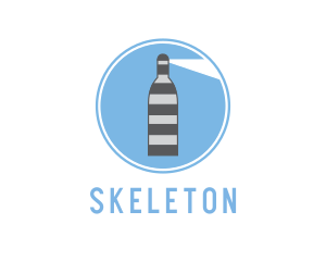 Wine Bottle - Striped Bottle Lighthouse logo design