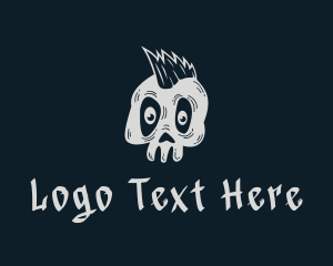 Spiky - Gray Mohawk Skull logo design