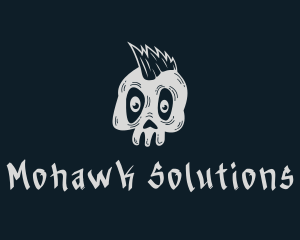 Gray Mohawk Skull logo design