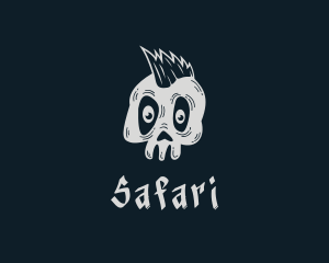 Clothing - Gray Mohawk Skull logo design