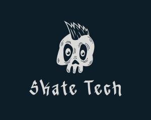 Gray Mohawk Skull logo design